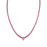Ruby Tennis Diamond Pear Necklace