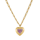 Diamond and Pink Sapphire Fluted Heart Pendant