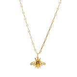 Diamond Rose Gold Bee on Paperclip Chain Necklace