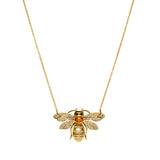 Large Diamond Bee with Citrine Belly Necklace