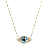 Diamond, Topaz and Kyanite Evil Eye Necklace