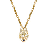 Diamond and Blue Sapphire Lion Pendant