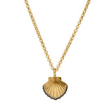 Diamond and Blue Sapphire Scallop Shell Pendant