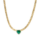 Emerald Heart Cuban Link Necklace