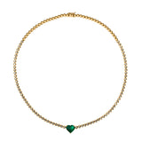 Diamond Emerald Heart Crown Prong Tennis Necklace