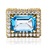 Blue Topaz East West Diamond Cocktail Ring