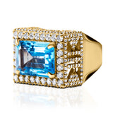 Blue Topaz East West Diamond Cocktail Ring