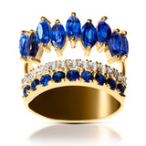 Kyanite and Diamond Double Band Ring