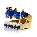 Kyanite and Diamond Double Band Ring