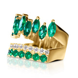 Emerald and Diamond Double Band Ring