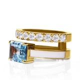 Double Band Topaz White Enamel Ring