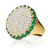 Diamond Disc Emerald Halo Ring