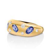 Diamond Dot and Blue Sapphire Gypsy Ring