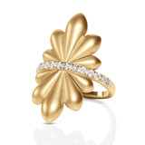 Matte Gold Diamond Flower Ring