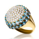 Blue Topaz and Diamond Dome Ring