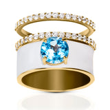 Double Band Enamel Topaz Ring