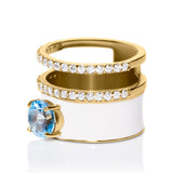 Double Band Enamel Topaz Ring