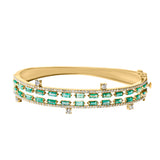 Emerald Baguette and Diamond Dot Bracelet