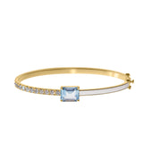 White Enamel Diamond and Blue Topaz Bracelet