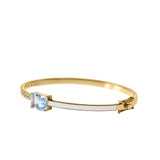 White Enamel Diamond and Blue Topaz Bracelet