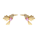 Diamond Pink Sapphire Hummingbird Earrings