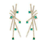 Emerald Square Diamond Crisscross Earrings