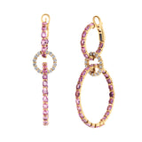 3 Hoop Pink Sapphire Diamond Earrings