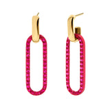 Pink Gold and Ruby Paperclip Earrings