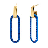 Blue Gold and Sapphire Paperclip Earrings