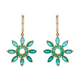 Emerald Diamond Flower Earrings