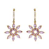 Pink Sapphire Diamond Flower Earrings