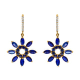 Kyanite Diamond Flower Earrings