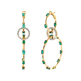 3 Hoop Dotted Emerald Diamond Earrings