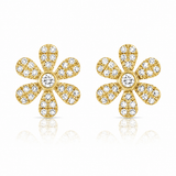 Yellow Gold Small Diamond Daisy Stud Earrings