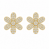 Yellow Gold Medium Diamond Daisy Stud Earrings