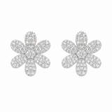 White Gold Medium Diamond Daisy Stud Earrings