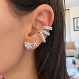 Yellow Gold Medium Diamond Daisy Stud Earrings