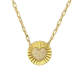 Round Fluted Diamond Puffy Heart Necklace