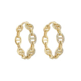 Alternating Diamond Chain Hoop Earrings