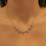 String of Diamond and Blue Topaz Stars Necklace