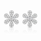 White Gold Small Diamond Daisy Stud Earrings