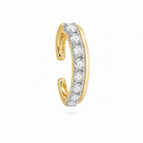 Diamond and Gold Double Band Lower Ear Cuff