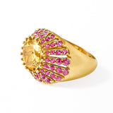 Citrine Pink Spinel Raised Ring