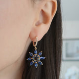 Kyanite Diamond Flower Earrings