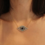 Diamond, Topaz and Kyanite Evil Eye Necklace