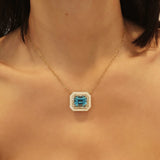 Diamond and Blue Topaz Enamel Necklace
