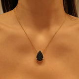 Iolite Pear Diamond Bezel Necklace