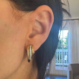 Triple Diamond Oval Hoop Earrings