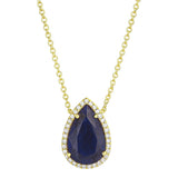 Iolite Pear Diamond Bezel Necklace
