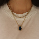 Iolite Pear Diamond Bezel Necklace